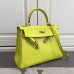 Hermes Kelly Ghillies 28cm In Yellow Swift Leather