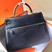 Hermes Black Kelly Lakis 35cm Handmade Bag