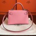 Hermes Rose Confetti Epsom Kelly Mini II 20cm Handmade Bag