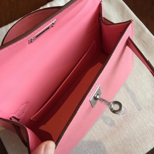 Replica Hermes Kelly Mini II Handmade Bag In Rose Confetti Epsom Leather