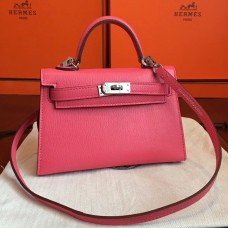 Hermes Rose Lipstick Chevre Kelly Mini II 20cm Handmade Bag