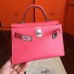 Hermes Rose Lipstick Chevre Kelly Mini II 20cm Handmade Bag