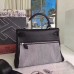 Hermes Black Kelly Lakis 32cm Toile and Swift Bag