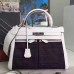Hermes White Kelly Lakis 32cm Toile and Swift Bag