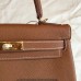 Hermes Gold Clemence Kelly Retourne 28cm Handmade Bag