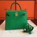 Hermes Bamboo Epsom Kelly Sellier 28cm Handmade Bag