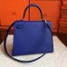 Hermes Blue Electric Epsom Kelly Sellier 28cm Handmade Bag