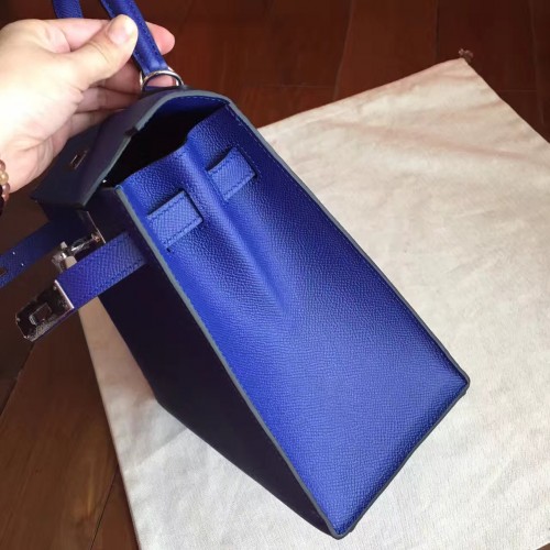 Hermès Kelly Sellier Bag 28cm in Blue Electric Epsom Leather with Pall