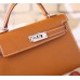 Hermes Brown Epsom Kelly Mini II 20cm Handmade Bag