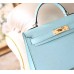 Hermes Blue Zephyr Epsom Kelly Mini II 20cm Handmade Bag