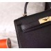 Hermes Black Epsom Kelly Mini II 20cm Handmade Bag