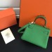 Hermes Bamboo Clemence Kelly 20cm GHW Bag