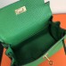 Hermes Bamboo Clemence Kelly 20cm GHW Bag