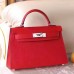 Hermes Red Epsom Kelly Mini II 20cm Handmade Bag