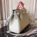 Hermes Light Grey Clemence Kelly 28cm Bag