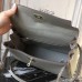 Hermes Light Grey Clemence Kelly 28cm Bag