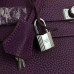 Hermes Purple Clemence Kelly 28cm Bag