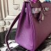 Hermes Purple Clemence Kelly 28cm Bag