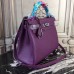 Hermes Purple Clemence Kelly 28cm Bag