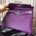 Hermes Purple Clemence Kelly 28cm Bag