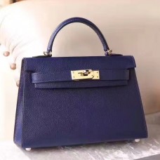 Hermes Sapphire Epsom Kelly Mini II 20cm Handmade Bag