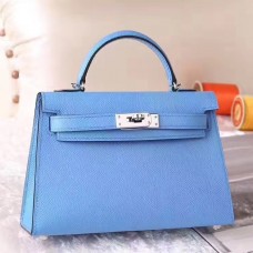 Replica Hermes Kelly Mini II Sellier Handmade Bag In Blue Iris