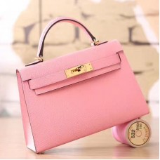 Hermes Pink Epsom Kelly Mini II 20cm Handmade Bag