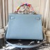 Hermes Blue Lin Clemence Kelly 32cm Retourne Bag