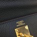 Hermes Navy Blue Clemence Kelly 32cm Retourne Bag