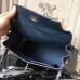 Hermes Navy Blue Clemence Kelly 32cm Retourne Bag