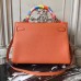 Hermes Orange Clemence Kelly 32cm Retourne Bag