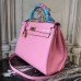 Hermes Pink Clemence Kelly 32cm Retourne Bag