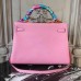 Hermes Pink Clemence Kelly 32cm Retourne Bag