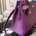 Hermes Purple Clemence Kelly 32cm Retourne Bag