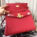 Hermes Red Clemence Kelly 32cm Retourne Bag