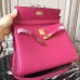 Hermes Rose Red Clemence Kelly 32cm Retourne Bag