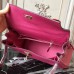 Hermes Rose Red Clemence Kelly 32cm Retourne Bag