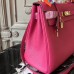 Hermes Rose Red Clemence Kelly 32cm Retourne Bag