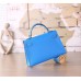 Hermes Blue Hydra Chevre Kelly Mini II 20cm Handmade Bag