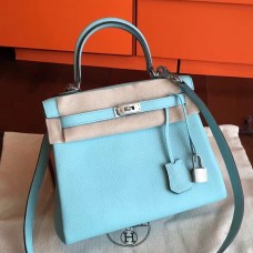 Replica Hermes Kelly 25cm Retourne Handmade Bag In Grey Swift Leather