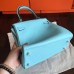 Hermes Blue Atoll Clemence Kelly 25cm Retourne Handmade Bag