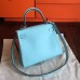 Hermes Blue Atoll Clemence Kelly 25cm Retourne Handmade Bag