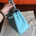 Hermes Blue Atoll Clemence Kelly 25cm Retourne Handmade Bag