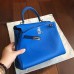 Hermes Blue Clemence Kelly 25cm Retourne Handmade Bag