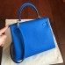 Hermes Blue Clemence Kelly 25cm Retourne Handmade Bag