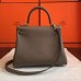 Hermes Etoupe Clemence Kelly 25cm Retourne Handmade Bag