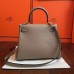 Hermes Grey Clemence Kelly 25cm Retourne Handmade Bag