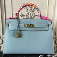 Hermes Light Blue Epsom Kelly 32cm Sellier Bag