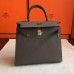 Hermes Etoupe Epsom Kelly 25cm Sellier Handmade Bag