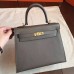 Hermes Etoupe Epsom Kelly 25cm Sellier Handmade Bag